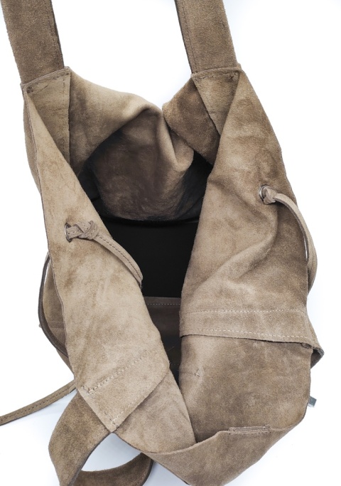 Zamszowa torebka shopper ciepła beżowa taupe