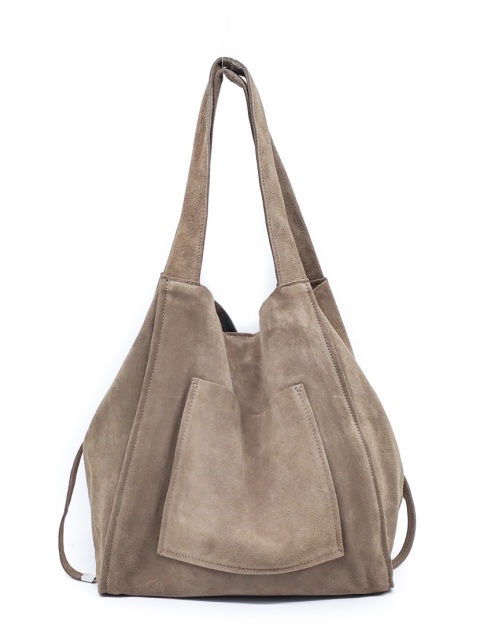 Zamszowa torebka shopper ciepła beżowa taupe