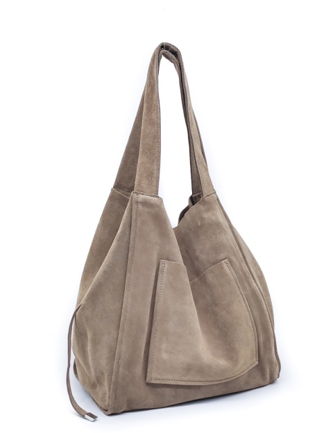 Zamszowa torebka shopper ciepła beżowa taupe