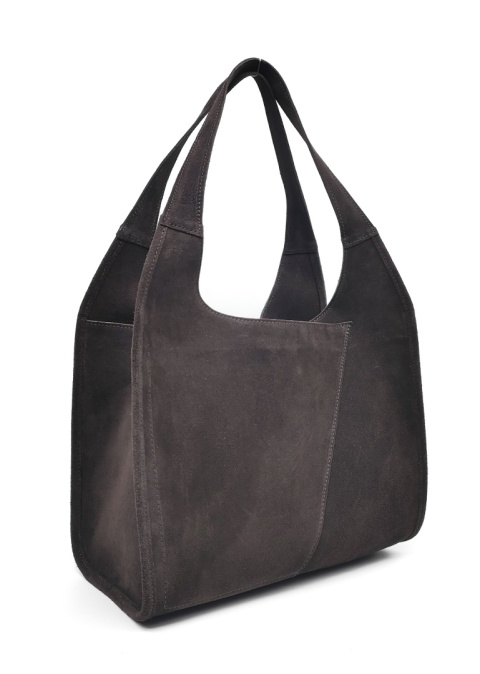 Zamszowy czekoladowy shopper
