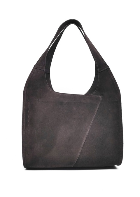 Zamszowy czekoladowy shopper