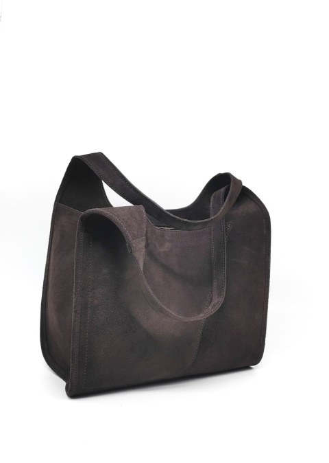 Zamszowy czekoladowy shopper