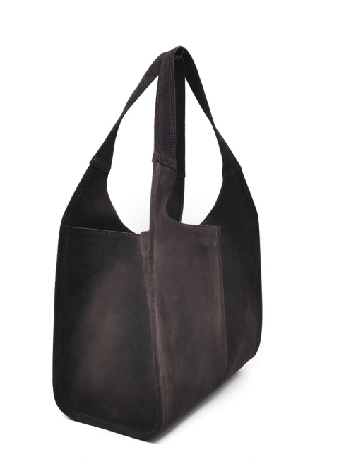 Zamszowy czekoladowy shopper