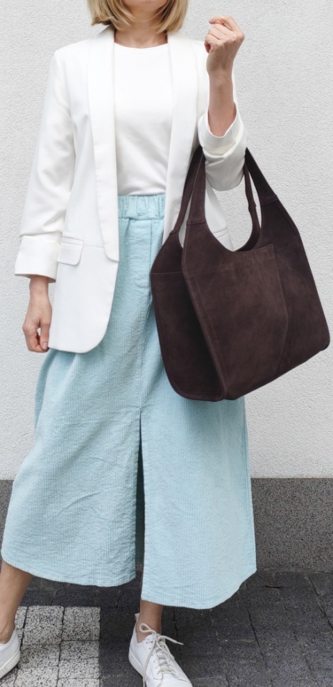 Zamszowy czekoladowy shopper