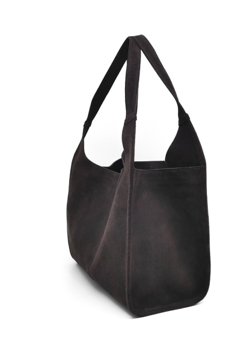 Zamszowy czekoladowy shopper