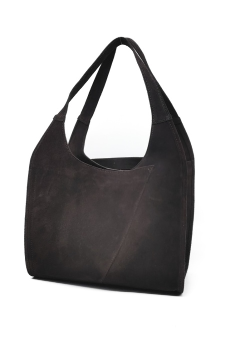 Zamszowy czekoladowy shopper