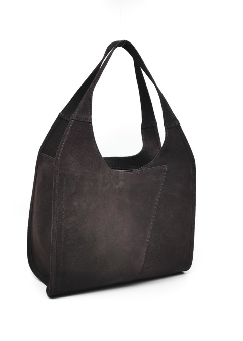 Zamszowy czekoladowy shopper