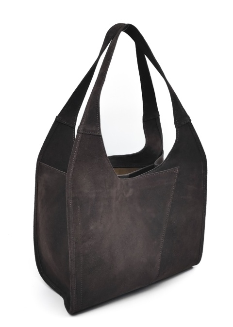 Zamszowy czekoladowy shopper