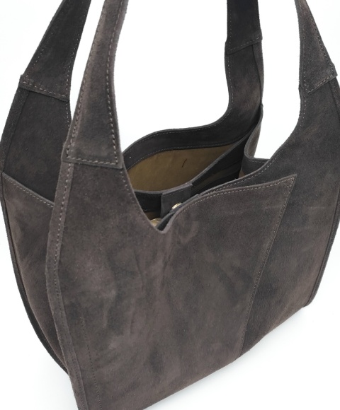 Zamszowy czekoladowy shopper