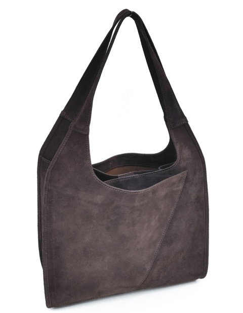 Zamszowy czekoladowy shopper