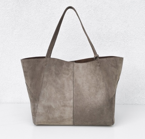 MAXI shopper torba skóra zamszowa beżowa taupe