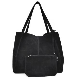 MAXI shopper torba skóra zamszowa czarna