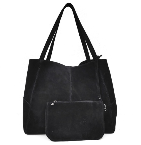 MAXI shopper torba skóra zamszowa czarna