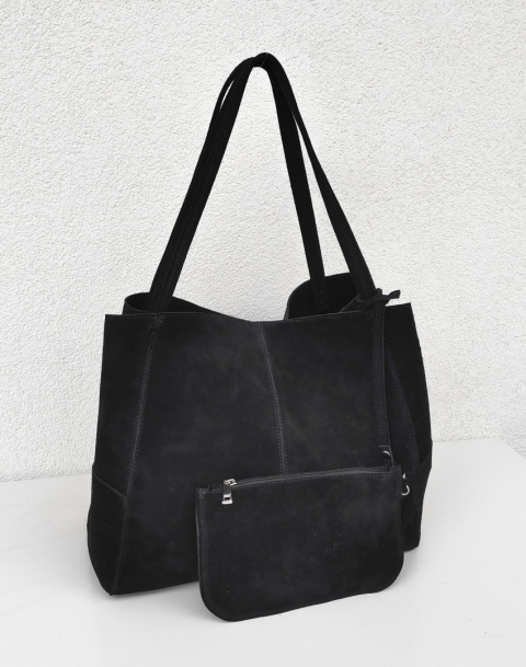 MAXI shopper torba skóra zamszowa czarna