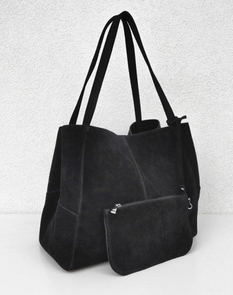 MAXI shopper torba skóra zamszowa czarna