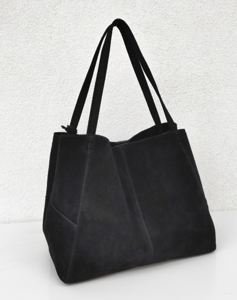 MAXI shopper torba skóra zamszowa czarna