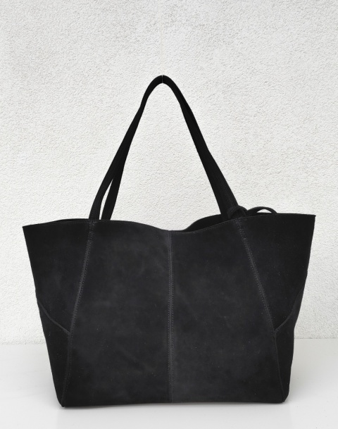 MAXI shopper torba skóra zamszowa czarna