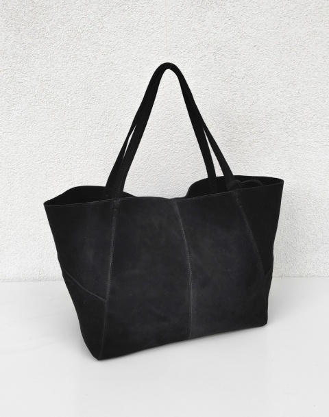 MAXI shopper torba skóra zamszowa czarna
