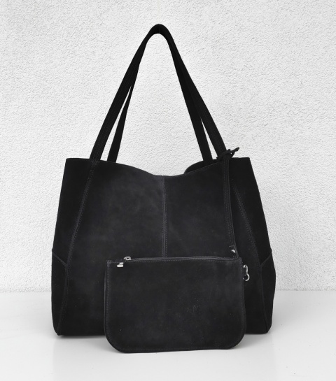 MAXI shopper torba skóra zamszowa czarna