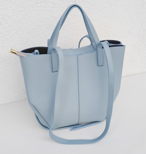 Niebieska blue torebka Shopperka do ręki na ramię