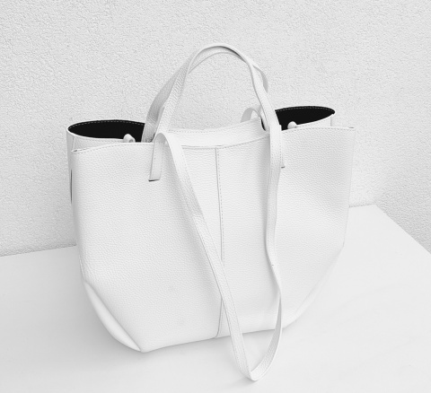 Torebka shopper skóra naturalna biała