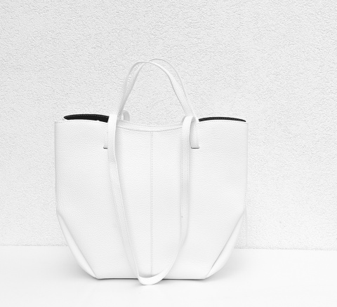 Torebka shopper skóra naturalna biała