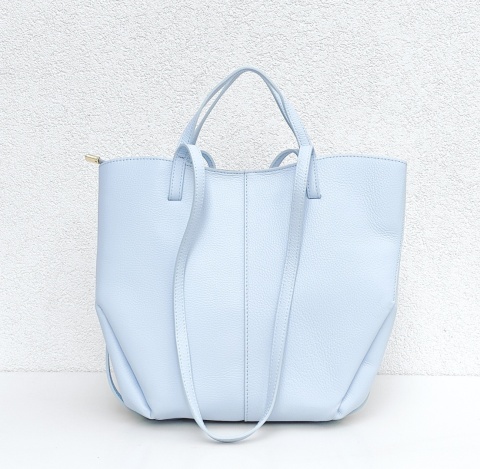 Torebka shopper skóra naturalna niebieska