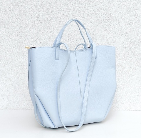 Torebka shopper skóra naturalna niebieska