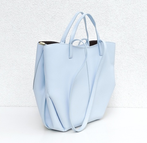 Torebka shopper skóra naturalna niebieska