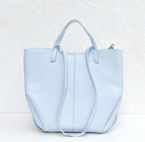 Torebka shopper skóra naturalna niebieska