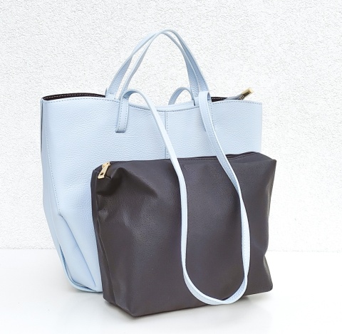 Torebka shopper skóra naturalna niebieska