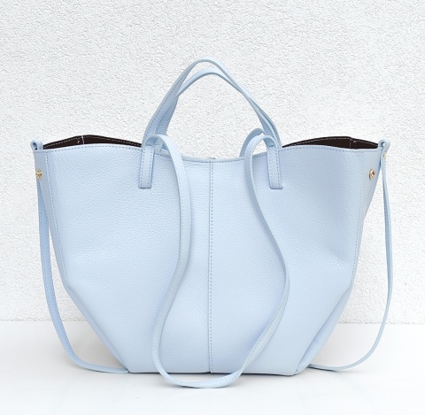 Torebka shopper skóra naturalna niebieska