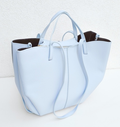 Torebka shopper skóra naturalna niebieska