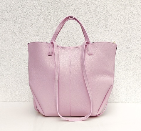 Torebka shopper skóra naturalna różowa