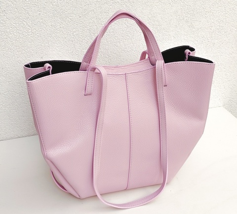 Torebka shopper skóra naturalna różowa