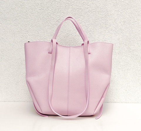 Torebka shopper skóra naturalna różowa