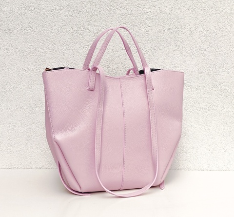 Torebka shopper skóra naturalna różowa