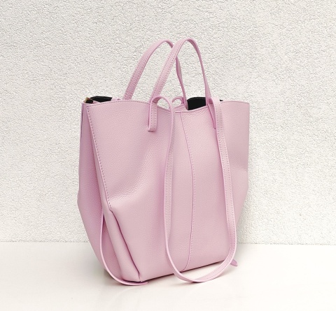 Torebka shopper skóra naturalna różowa
