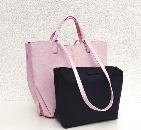 Torebka shopper skóra naturalna różowa