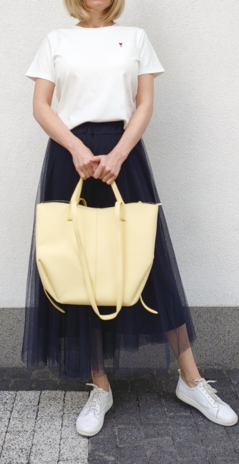 Torebka shopper skóra naturalna żółta