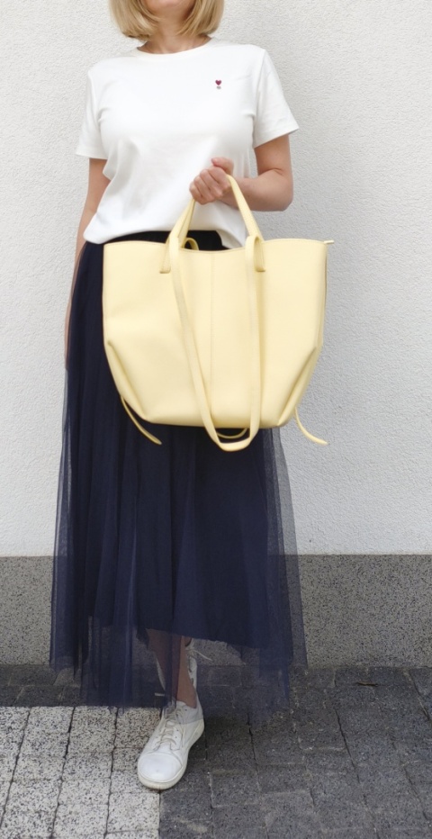 Torebka shopper skóra naturalna żółta