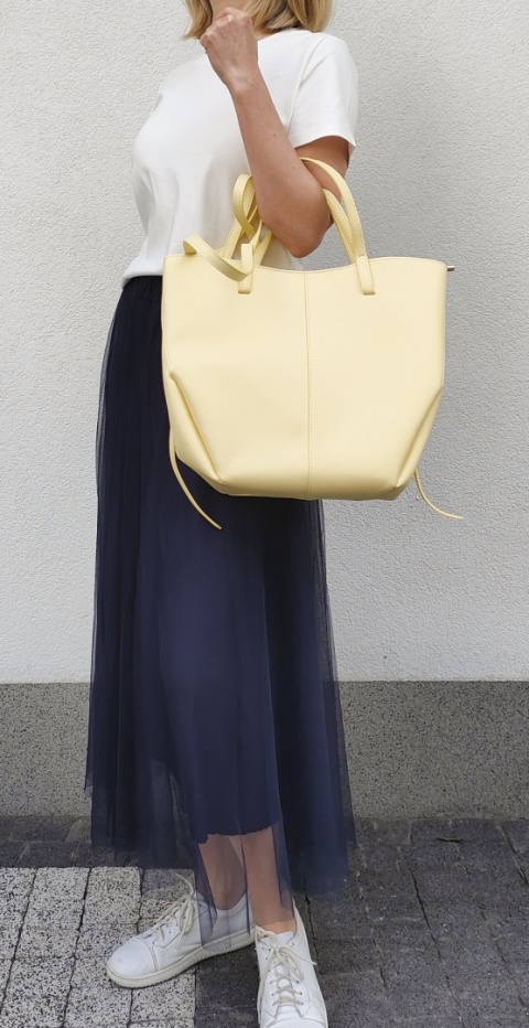 Torebka shopper skóra naturalna żółta