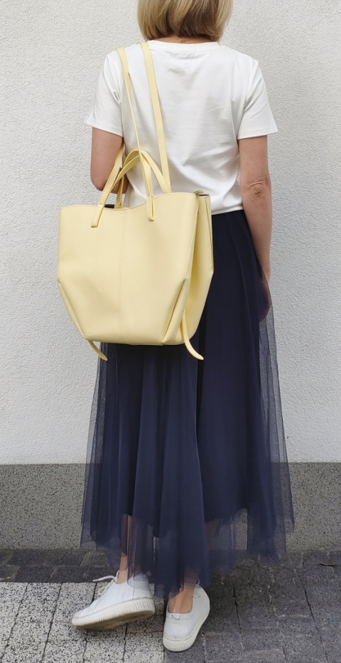 Torebka shopper skóra naturalna żółta