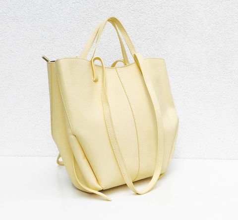 Torebka shopper skóra naturalna żółta