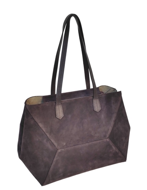 Zamszowy shopper w czekoladowym kolorze