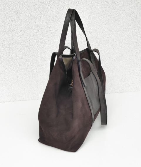 Zamszowy MAXI Shopper w czekoladowym kolorze