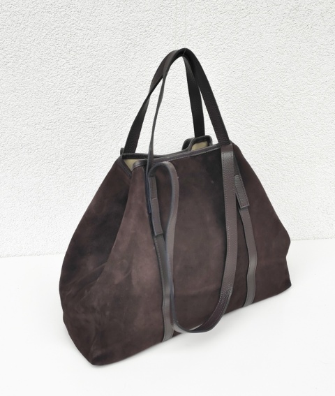 Zamszowy MAXI Shopper w czekoladowym kolorze