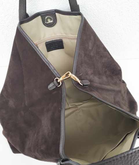 Zamszowy MAXI Shopper w czekoladowym kolorze