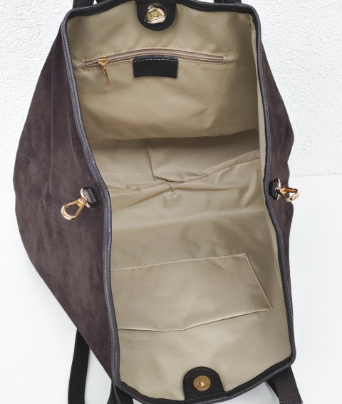 Zamszowy MAXI Shopper w czekoladowym kolorze