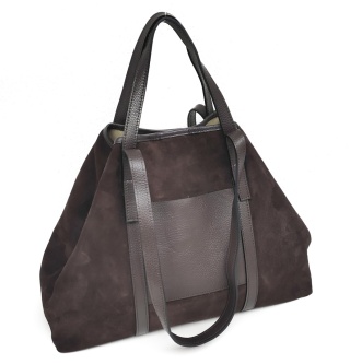 Zamszowy MAXI Shopper w czekoladowym kolorze